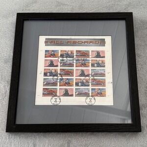 USPS All Aboard Train‎ Stamp Sheet 1999 First Day Issue Framed 33c Rail